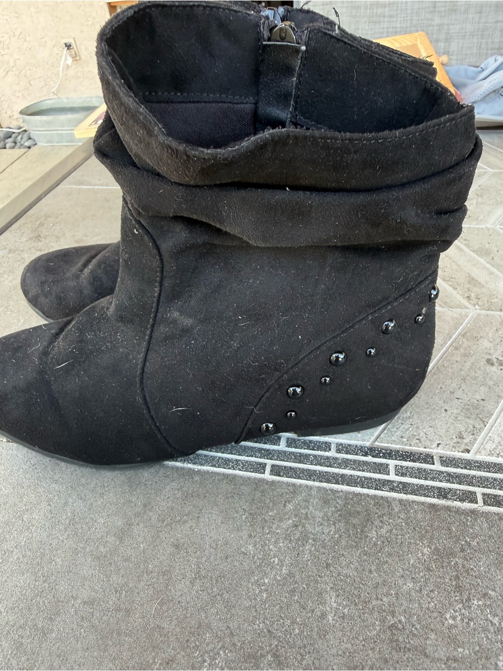 Kohl's Black Studded Suede-like Ankle Wedge Boots - Women